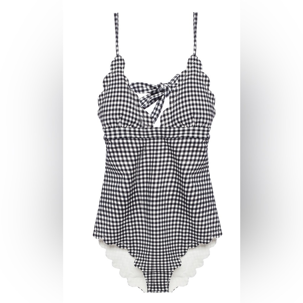 NWOT Marysia Swim Textured Scalloped Black and White Gingham One-Piece Swimsuit